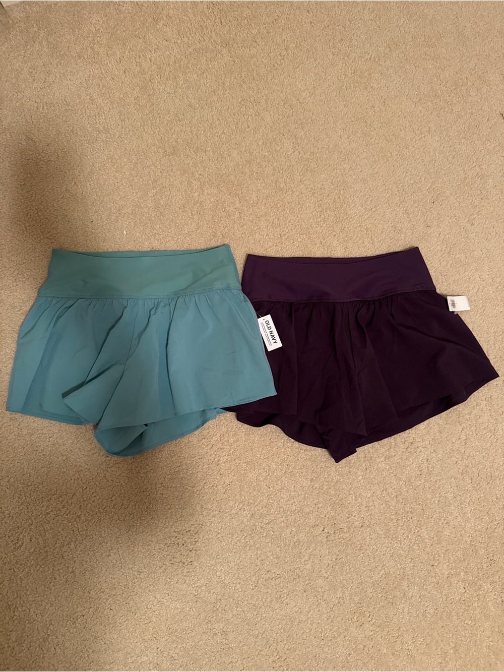 Old Navy Women’s Athletic Stretch Tech Skirted Shorts — Teal & Purple Size Small